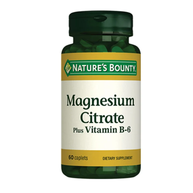 Nature's Bounty Magnesium Citrate With Vitamin B6 food Supplement 60 caplet