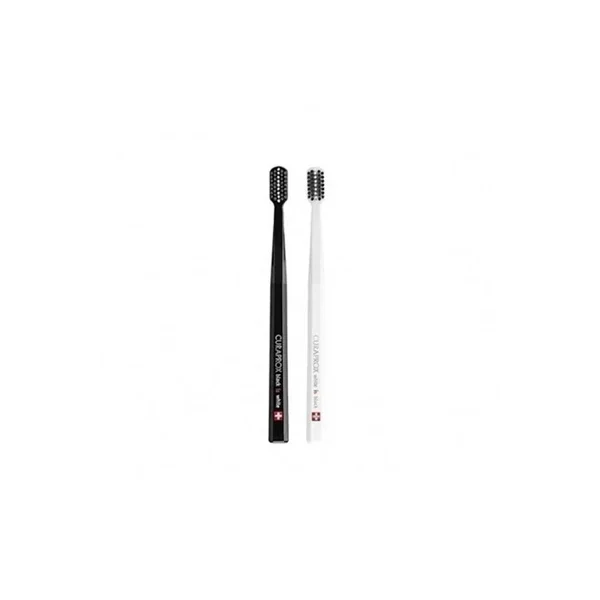 Curaprox Black is White 2-Pack Toothbrush Set - Stylish & Effective