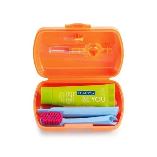 Curaprox Reise-Set - Kompaktes Mundpflege-Set in Orange