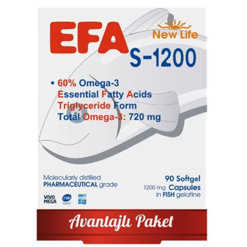 New Life Efa S-1200 fish Oil Supplement 90 capsules