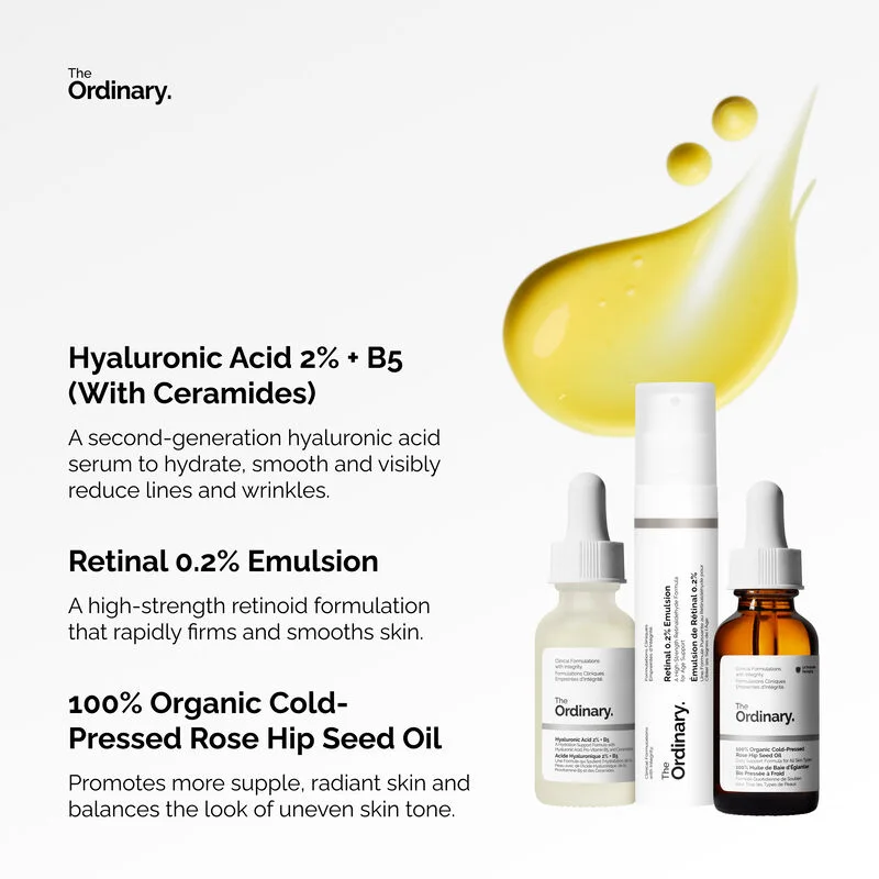 The Ordinary المجموعة الليلية لترطيب البشرة وتفتيحها واستهداف علامات الشيخوخة من ذا اورديناري