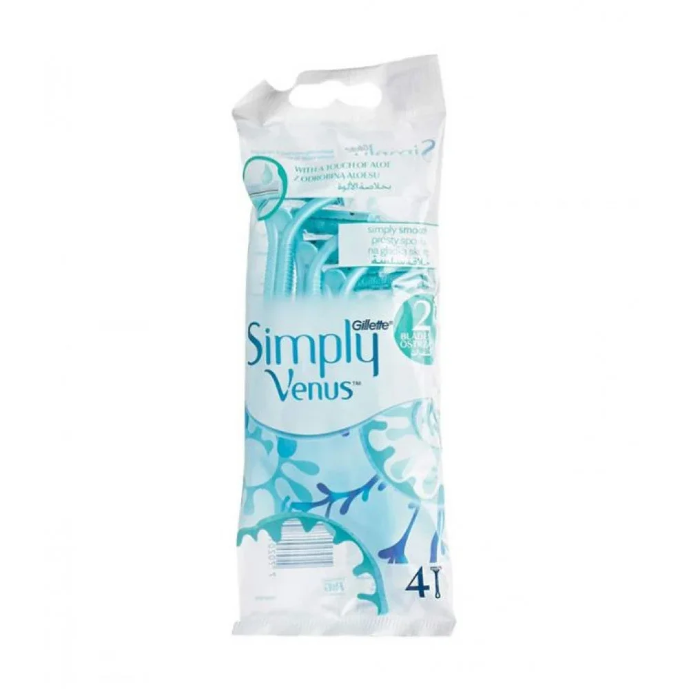 Gillette Simply Venus Women's Razor with 2 Blades, 4-Pack