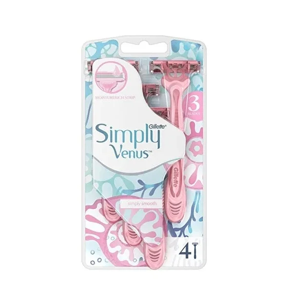Gillette Venus Simply 3 Hybrid Razor 4-Pack for Smooth Shave