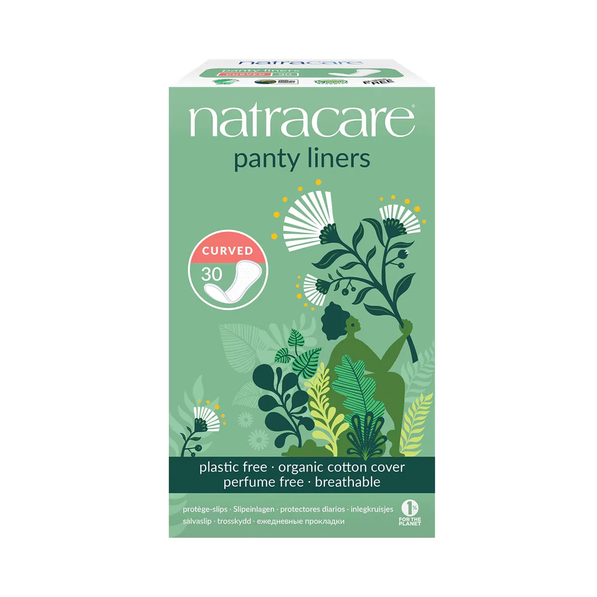 Natracare فوط ناتراكير العضوية اليومية ذات الشكل التشريحي، 30 قطعة
