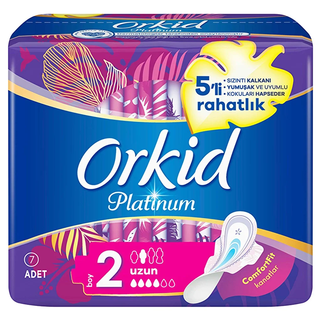 Оркид Платинум Крылатые Длинные (размер 2) 7 шт. Прокладки гигиенические