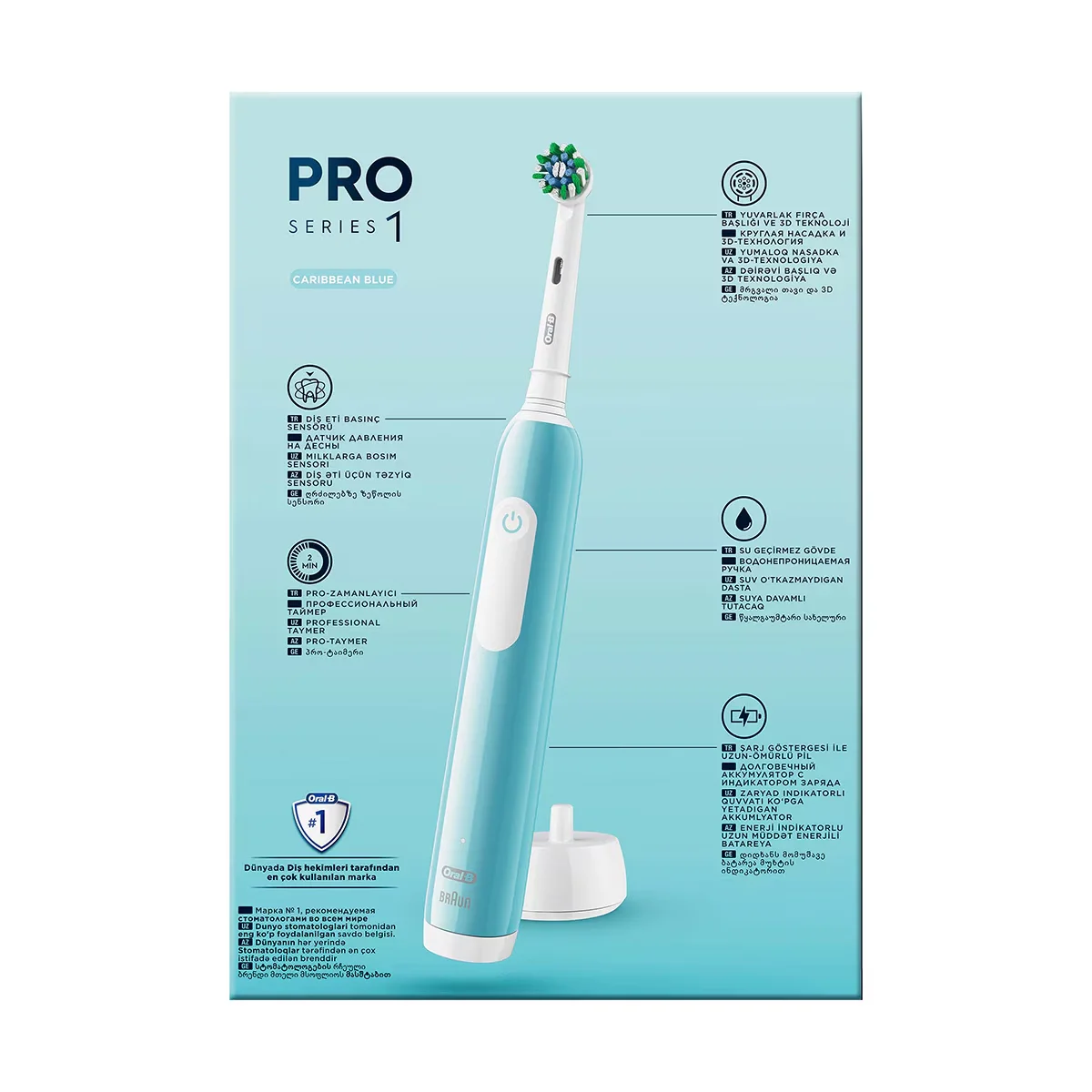 Oral-B Pro wiederaufladbare Zahnbürste Blau + Ersatzkopf &amp; Tasche