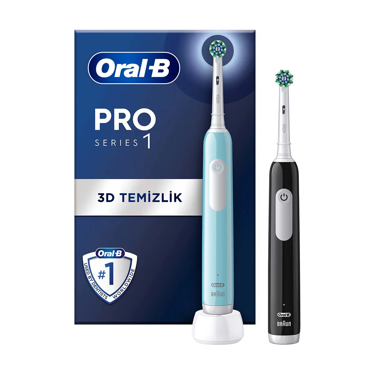 Oral-B Pro 2er-Pack Elektrische Zahnbürste mit 2 Ersatzköpfen