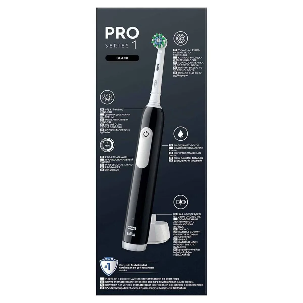 Oral-B Pro 1 Schwarz Elektrische Zahnbürste mit Timer und Plaqueentfernung