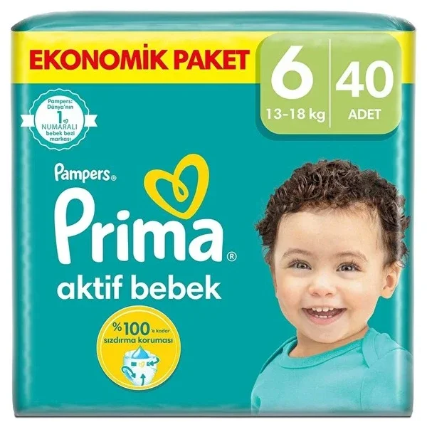 Prima Active Diaper 40-Pack - Breathable Air Channels for Comfort