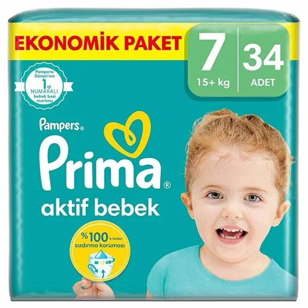 Prima Active Baby Diaper 34-Pack | 12-Hour Dryness & Comfort
