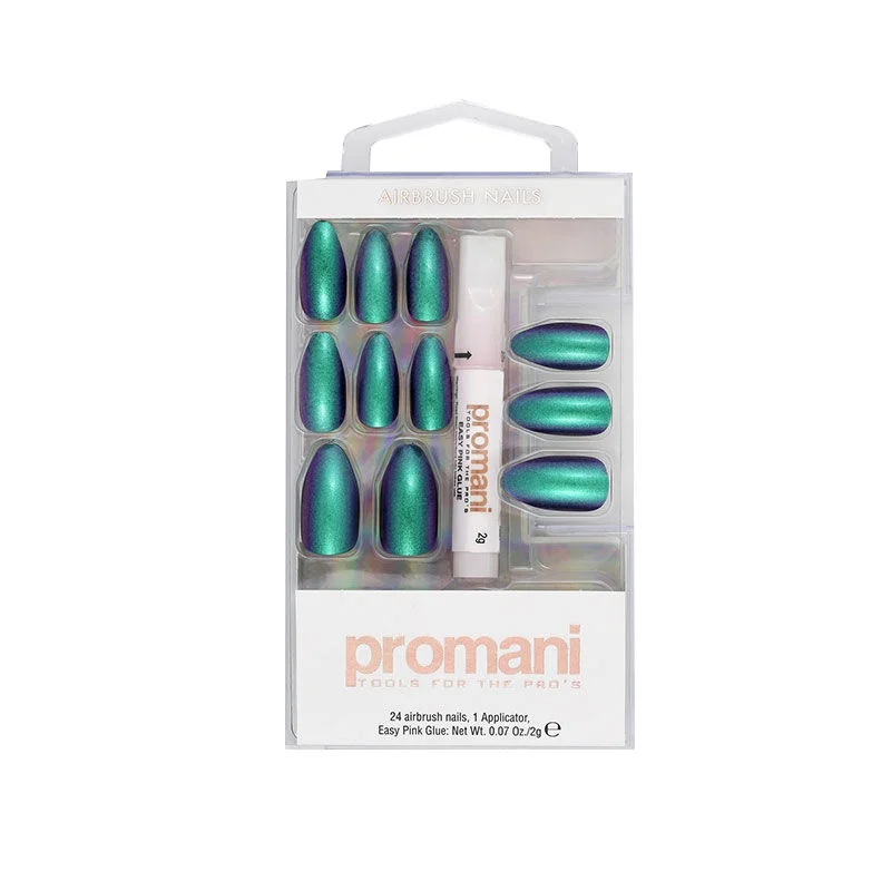 Promani Neon Petrol False Nail Kit