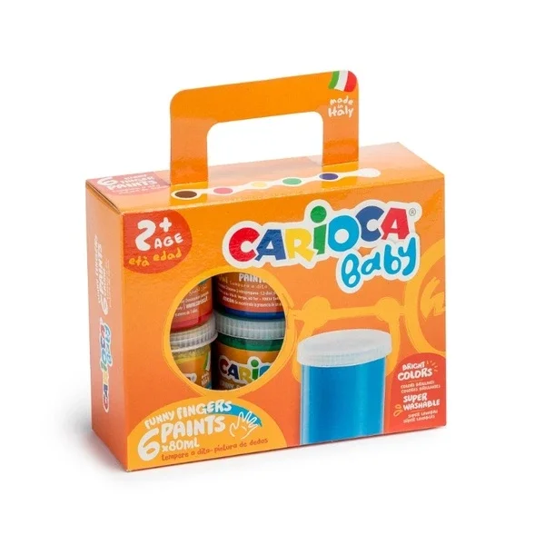 Carioca Baby Finger Paint Set - 6 Washable Colors (2+)