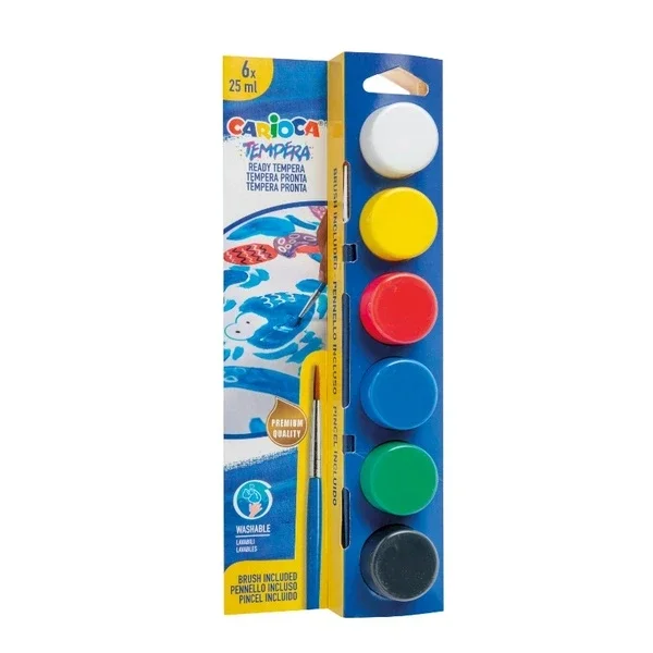 Carioca Super Washable 6-Color Tempera Watercolours Set