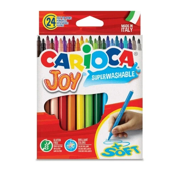 Carioca Joy 24 Super Washable Felt Crayons - Fine & Block Tips