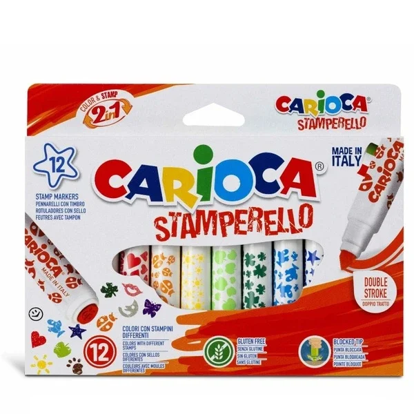 Carioca Stamperello 12-Pack Dual Tip Felt Crayons & Stencils