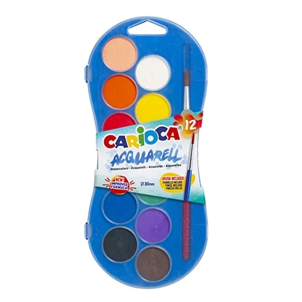 Carioca 12-Piece Super Washable Watercolour Set, 30 mm