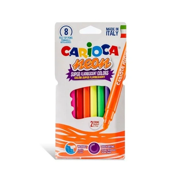 Carioca Fluorescent Washable Felt Crayons 8 pcs