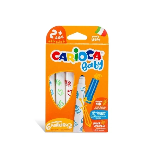 Carioca Jumbo Washable Felt Crayons 6-Pack - Non-Toxic Kids
