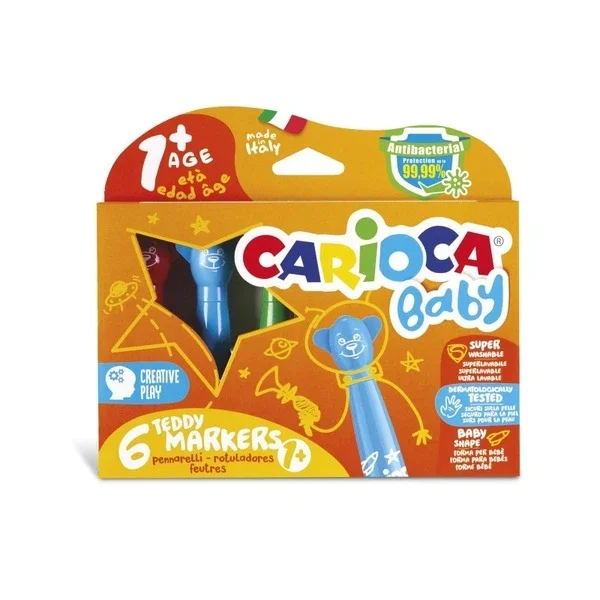 Carioca Jumbo Washable Felt Crayons 6-Pack for Kids