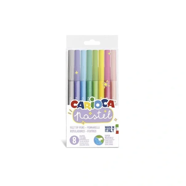 Carioca Super Washable Pastel Felt Tip Pens - 8 Pack