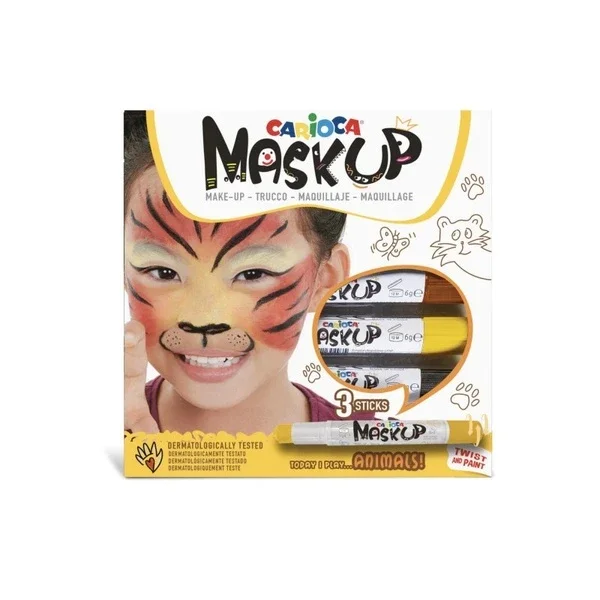 Carioca 3-Pack Animal Face Paint Sticks - Easy Clean Colors