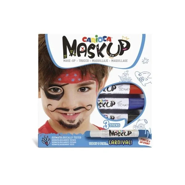 Carioca 3-Color Face Paint Sticks - Bright, Easy Clean & Safe