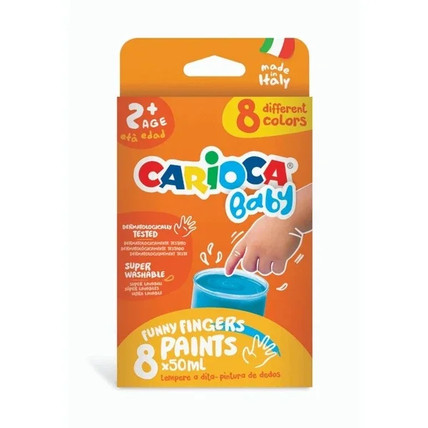 Carioca Baby Finger Paint Set - 8 Washable Colors for Kids