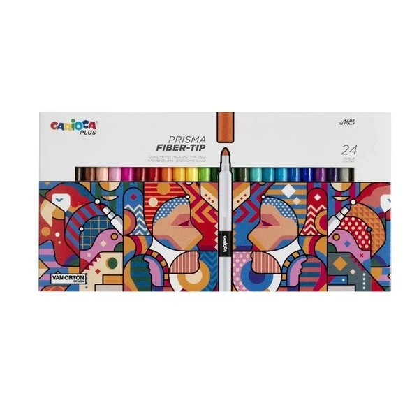 Carioca Plus Prisma 24 Color Fiber Tip Art Pens - Made in Italy