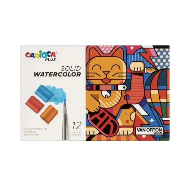 Carioca Plus 12 Watercolor Tablets with Brush Set
