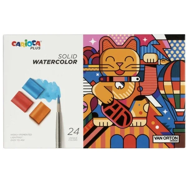 Carioca Plus 24 Watercolour Tablets with Brush - Premium Colors