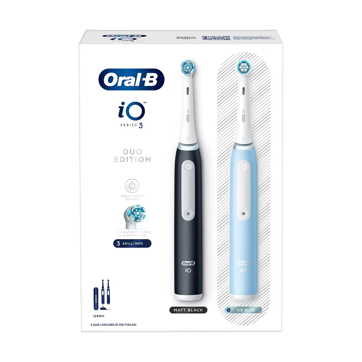 Oral-b Io3 rechargeable Toothbrush Black And Blue 2-pcs Set