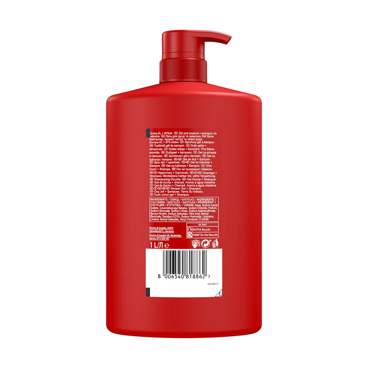 Гель для душа и шампунь Old Spice Whitewater для мужчин 1000 мл Экстра-XL