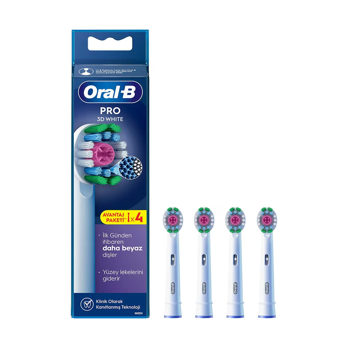 Oral-B رؤوس استبدال فرشاة الأسنان أورال-بي 3 دي لتبييض الأسنان قابلة لإعادة الشحن، 4 قطع