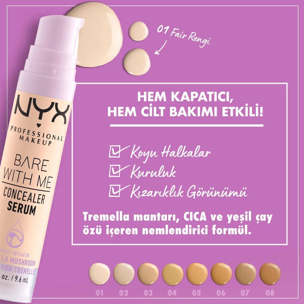 NYX سيروم إخفاء العيوب \\بير ويذ مي\\" من نيكس بروفيشنال ميك أب، لون 01 فاتح"
