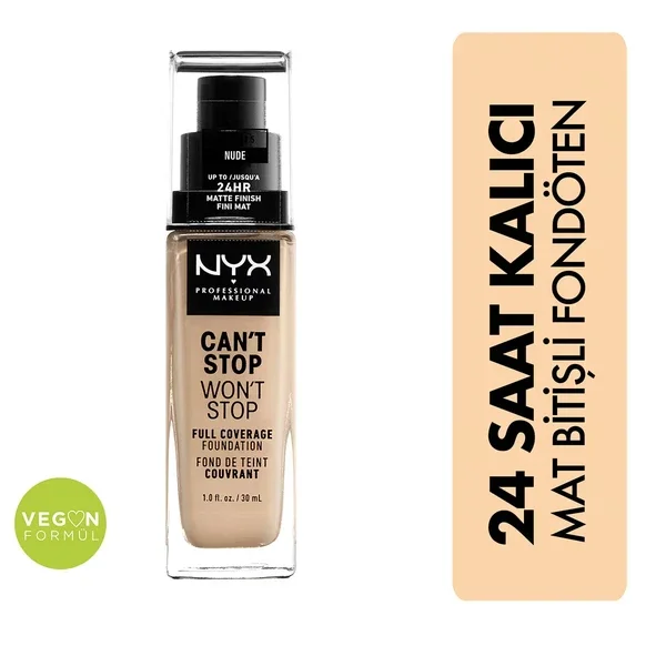 Nyx Professional Makeup Can't Stop Won't Stop 24 Hour Foundation Nude