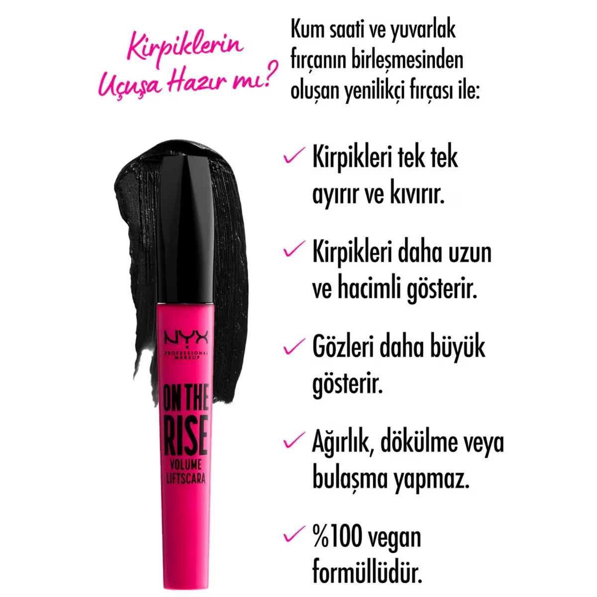 Nyx On The Rise Vegane Schwarze Mascara - Volumen &amp; Lift Formel
