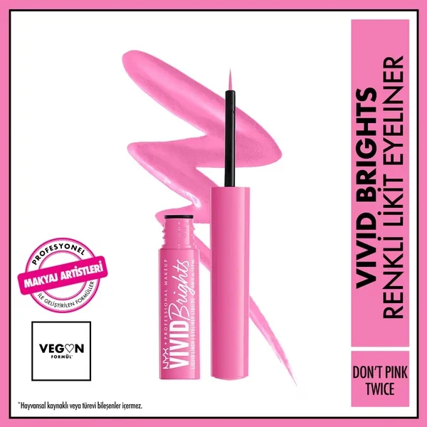 Nyx Professional Makeup Vivid Brights Liquid Eyeliner Don't Pink Twice