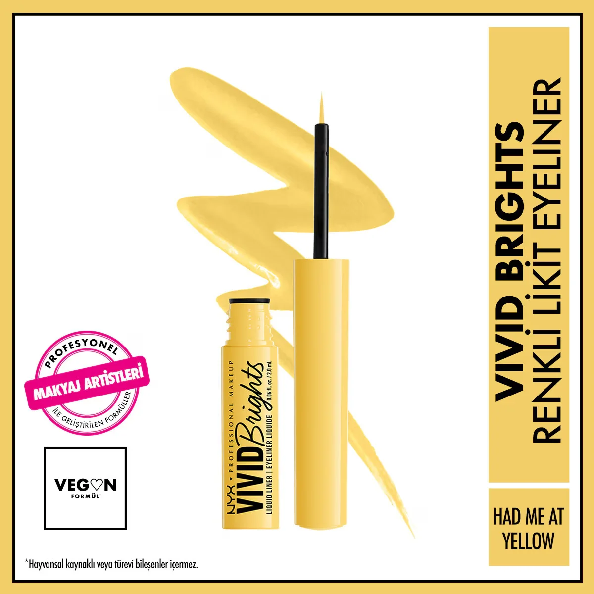 NYX Vivid Brights Gel-Eyeliner Gelb - Mattes Finish &amp; Vegan