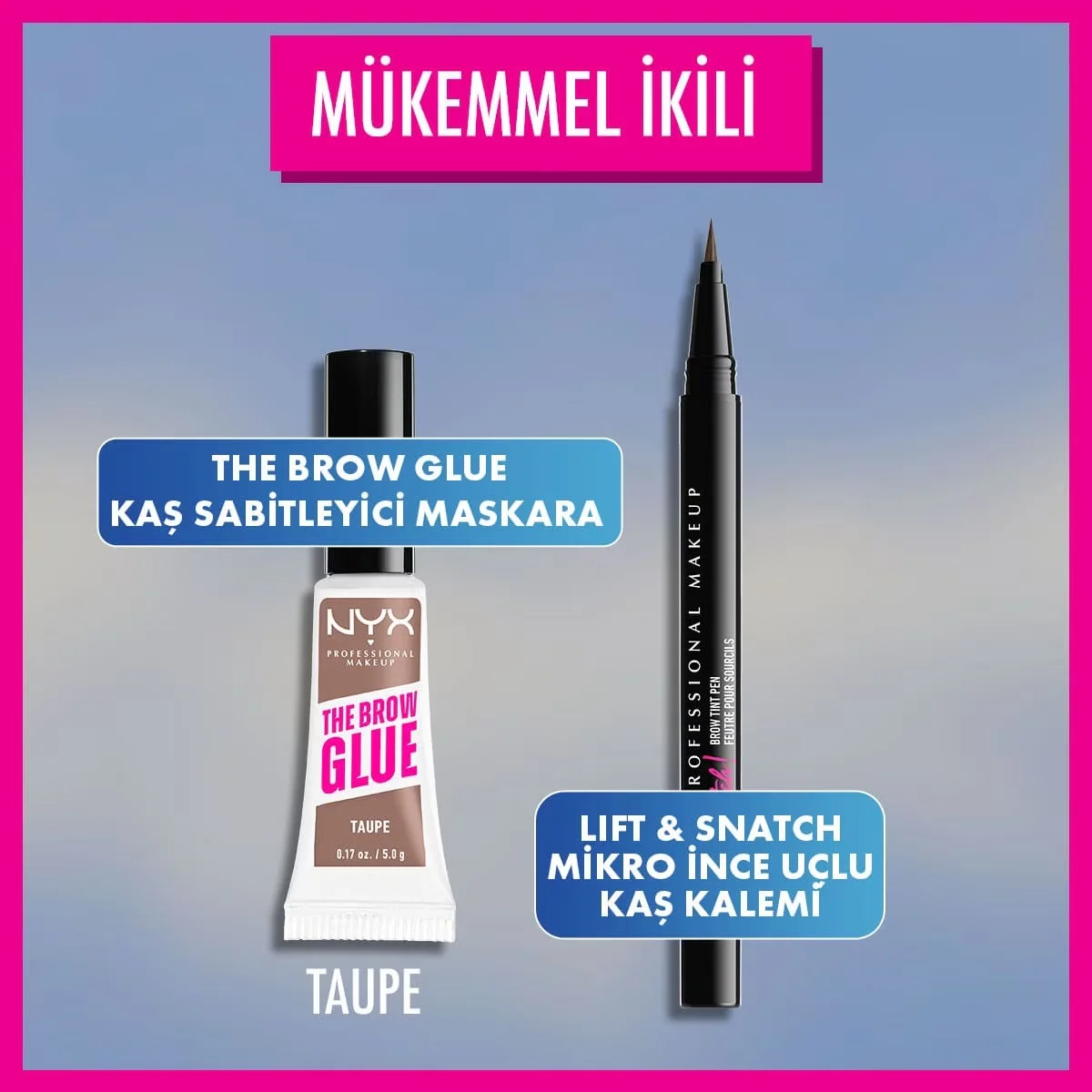 NYX Augenbrauenkleber Sofort Augenbrauen Styler - 16 Stunden Halt, Taupe