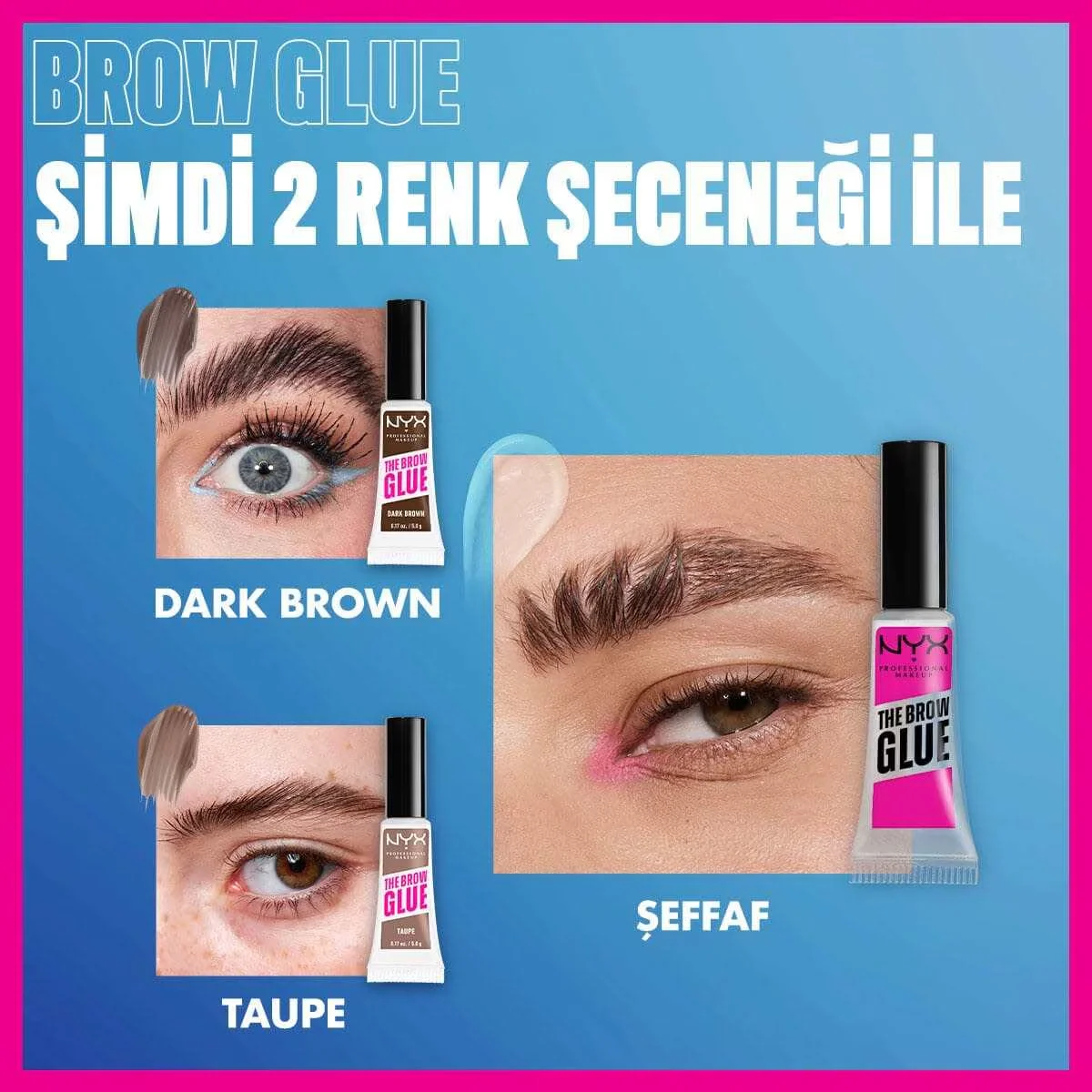 NYX ماسكارا تثبيت الحواجب من نيكس بروفيشنال ميك أب، لون بني غامق، غراء الحواجب الفوري