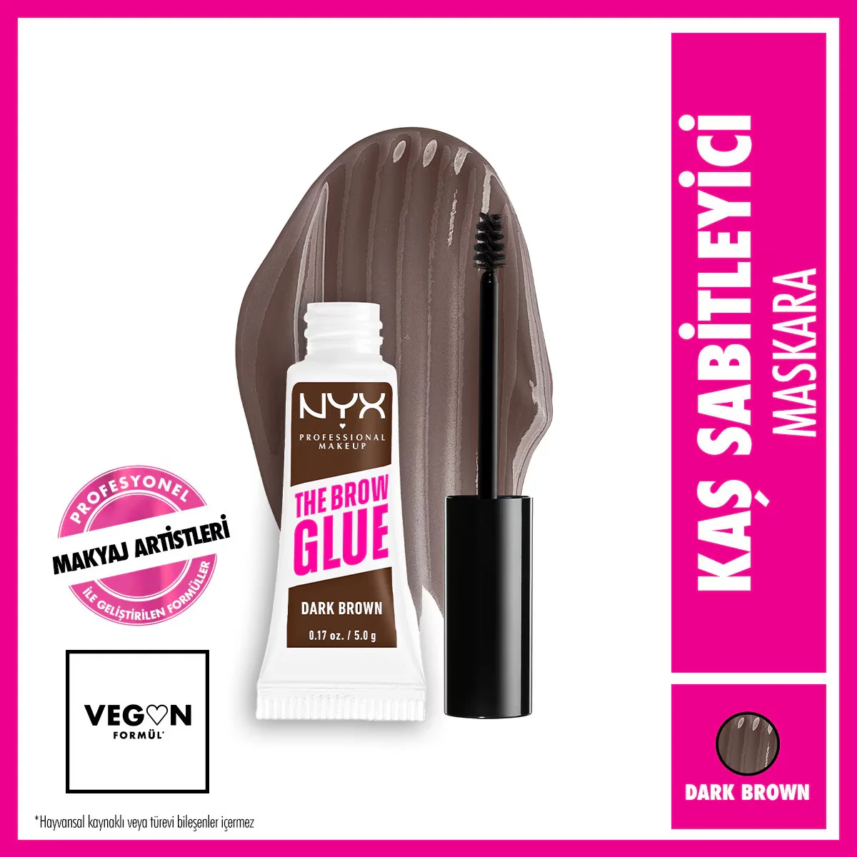 NYX ماسكارا تثبيت الحواجب من نيكس بروفيشنال ميك أب، لون بني غامق، غراء الحواجب الفوري