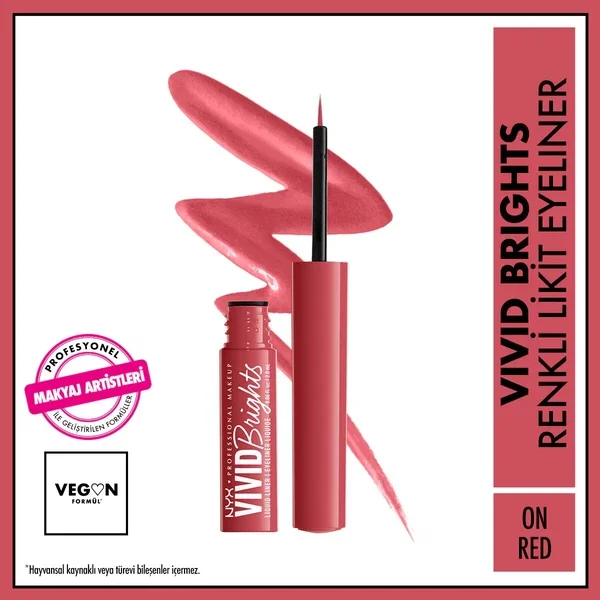 Nyx Professional Makeup Vivid Brights Liquid Eyeliner On Red