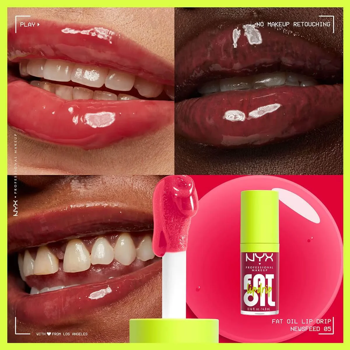 NYX Fat Oil Lip Drip Shine - Himbeere Feuchtigkeitsspendendes Lippenöl