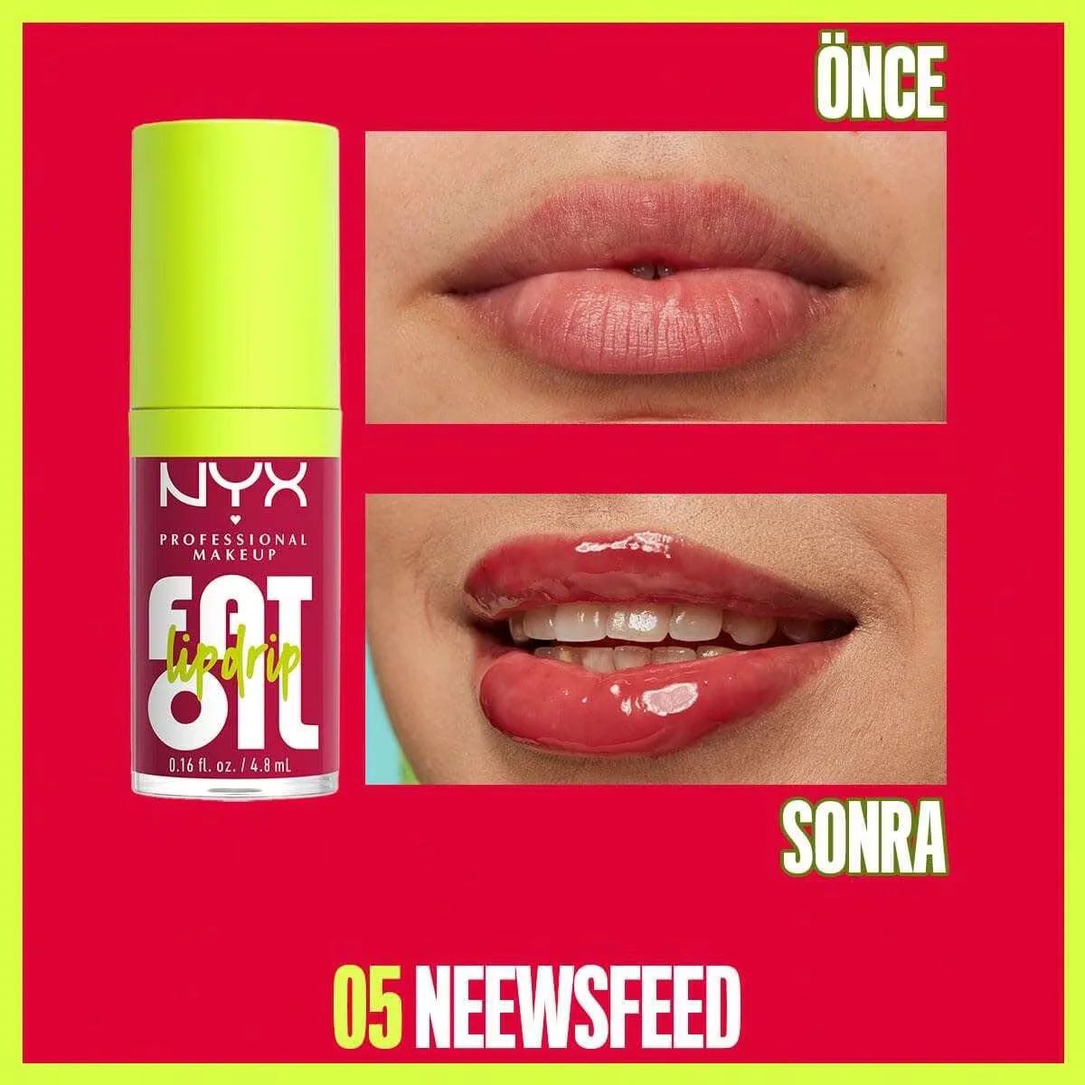 NYX Fat Oil Lip Drip Shine - Himbeere Feuchtigkeitsspendendes Lippenöl