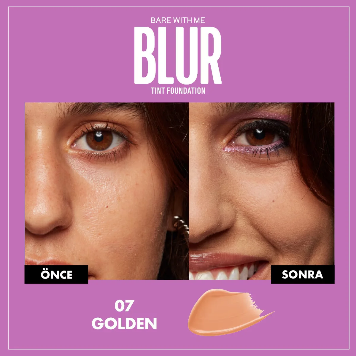 NYX Blur Tint Foundation 07 Golden - Hautfilter-Effekt, 12 Stunden Feuchtigkeit