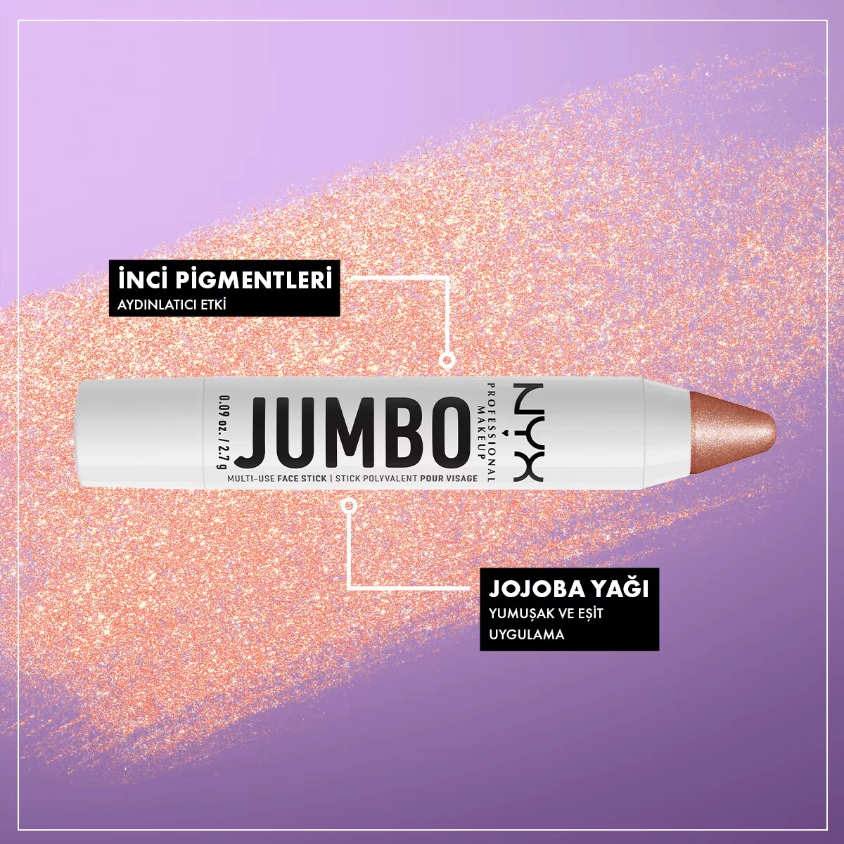 NYX عصا الوجه جامبو من نيكس بروفيشنال ميك أب متعددة الأغراض بإضاءة بلون آيس كريم الفانيليا