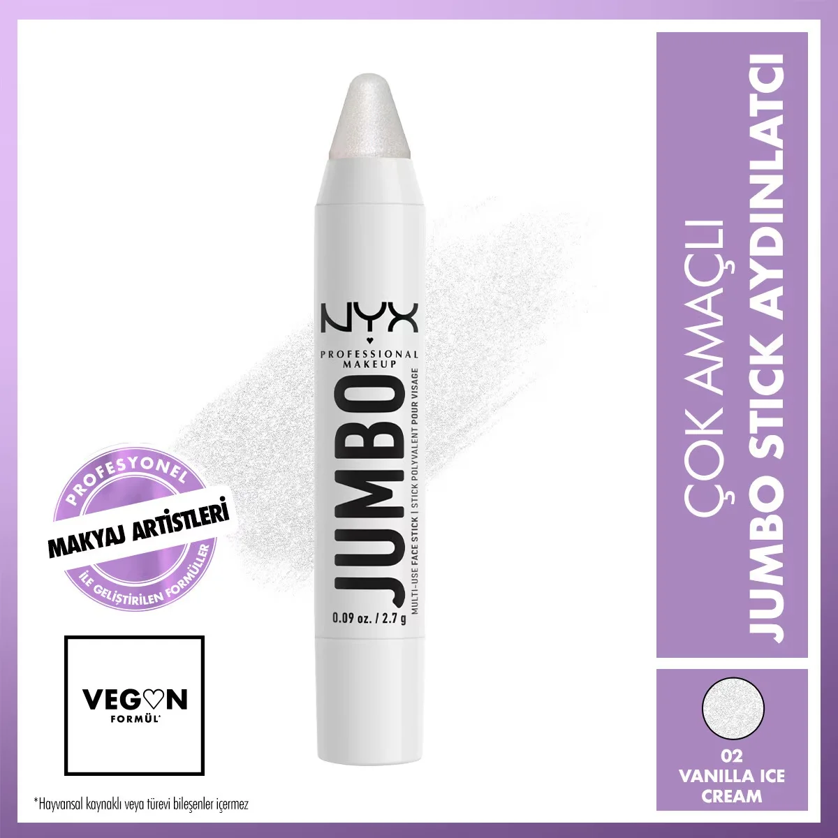 NYX عصا الوجه جامبو من نيكس بروفيشنال ميك أب متعددة الأغراض بإضاءة بلون آيس كريم الفانيليا