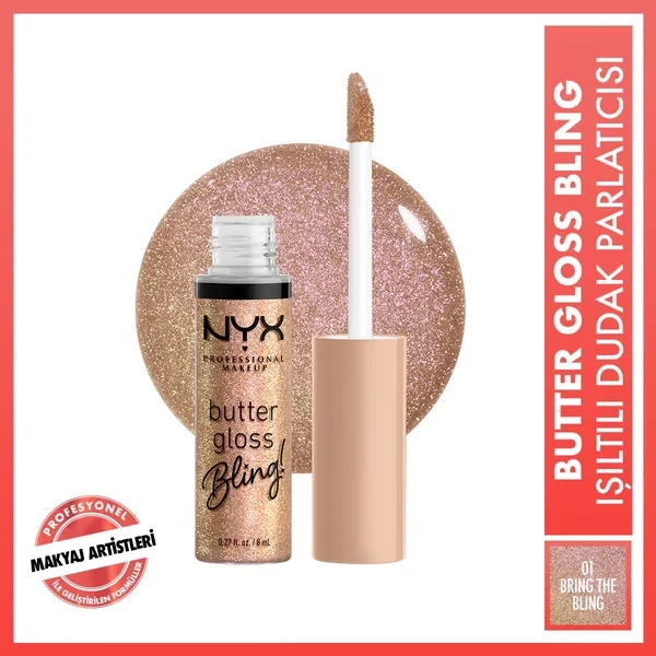 Nyx Professional Makeup Butter Gloss Bling Shiny Lip Gloss 01 bring The Bling