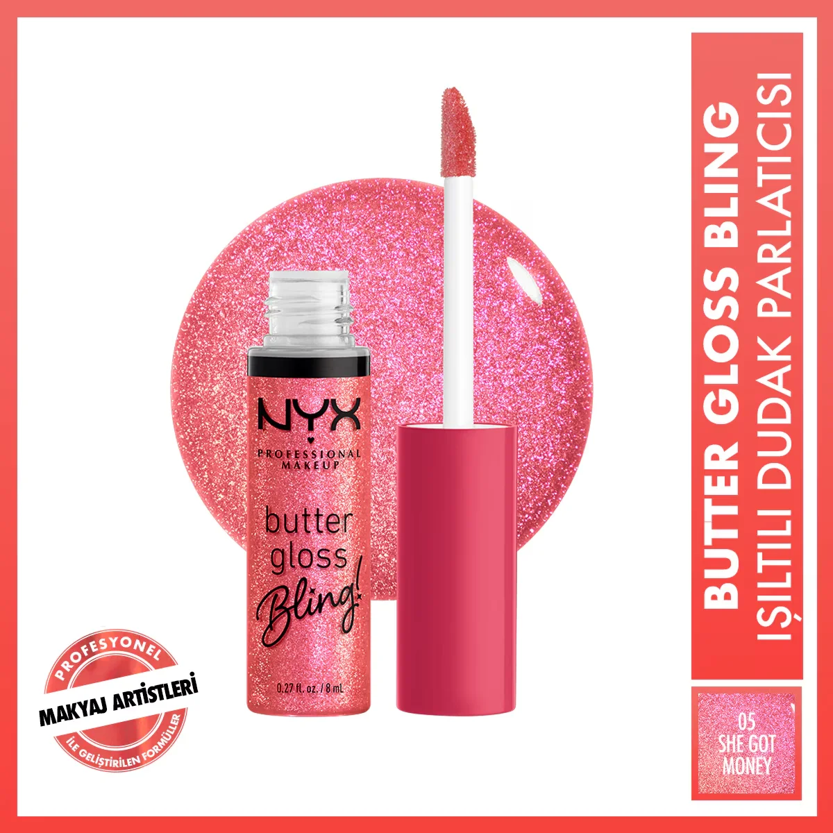 Nyx Professional Makeup Butter Gloss Bling Shiny Lip Gloss 05 she Got Money