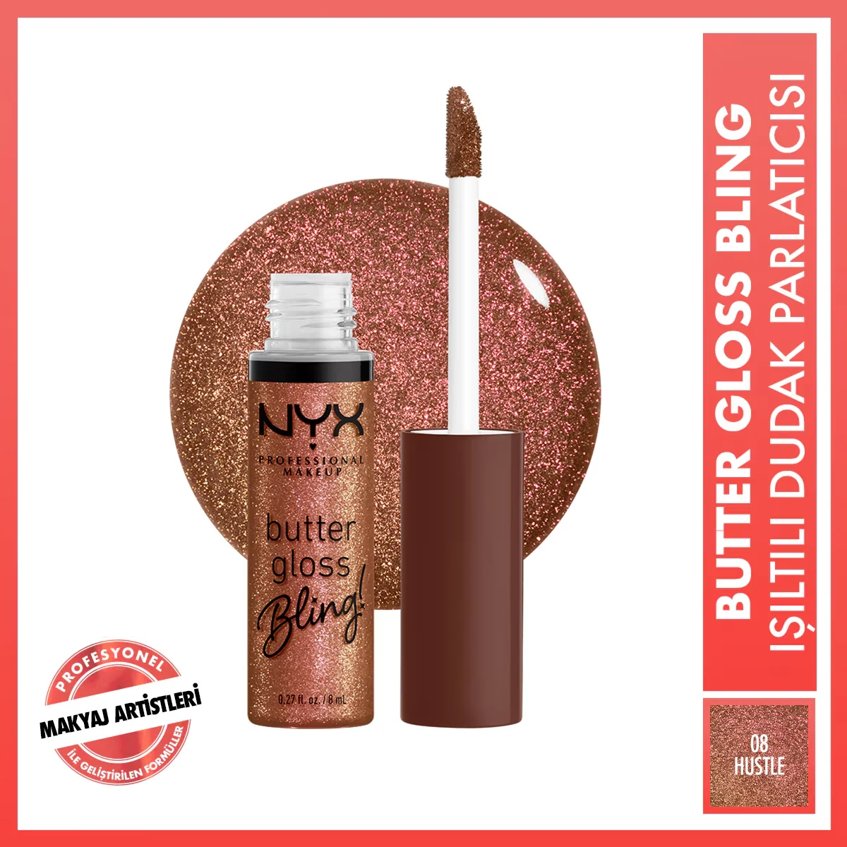 Nyx Professional Makeup Butter Gloss Bling Shimmer Lip Gloss 08 bling Hustla